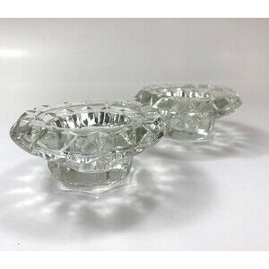 Alco 2-Piece Glass Crystal Candle Holder Set Votive Taper Table Setting Party